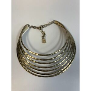 Vintage RLM Soho Hammered Collar Necklace in Gold Tone Signed
